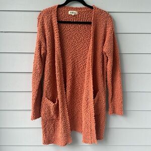 ☀️BOGO Item Listicle Orange Popcorn Open Front Long Line Cardigan☀️